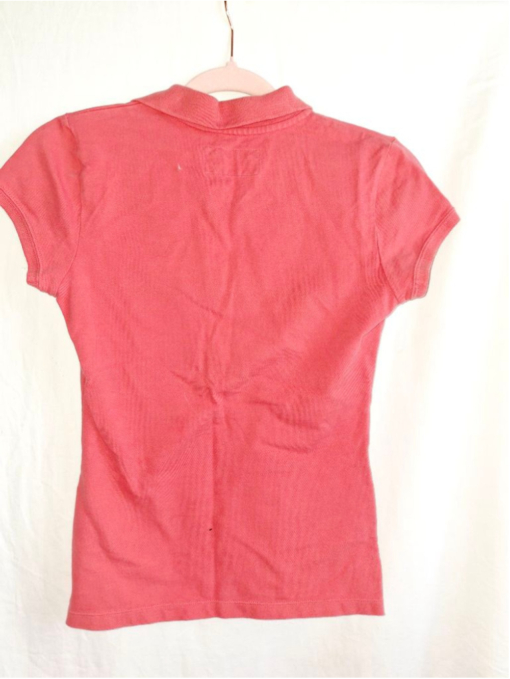 Aeropostale Coral Short Sleeve Polo Tee with Yellow Butterfly, Size M Y2K preppy - Picture 5 of 6